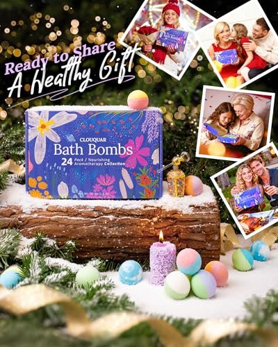 Hemp Oil Bath Bombs Women Gift Set, 24 Pack Natural Bubble Bath Spa Kit with Pure Essential Oils, Refreshing & Relaxing Bath Gift for Birthday, Mother’s Day & Valentine’s Day Avelisse