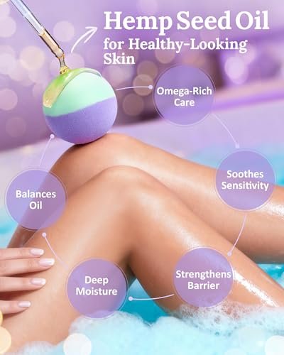 Hemp Oil Bath Bombs Women Gift Set, 24 Pack Natural Bubble Bath Spa Kit with Pure Essential Oils, Refreshing & Relaxing Bath Gift for Birthday, Mother’s Day & Valentine’s Day Avelisse