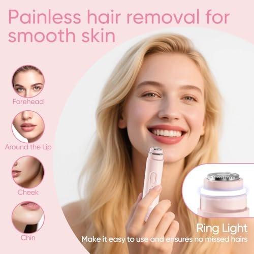 Vankoo 2-in-1 Facial Hair Remover & Eyebrow Trimmer for Women – Rechargeable Face Razor with LED Light, Painless Hair Removal for Flawless Skin & Makeup (Pink) - görsel 6