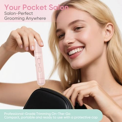Vankoo 2-in-1 Facial Hair Remover & Eyebrow Trimmer for Women – Rechargeable Face Razor with LED Light, Painless Hair Removal for Flawless Skin & Makeup (Pink)