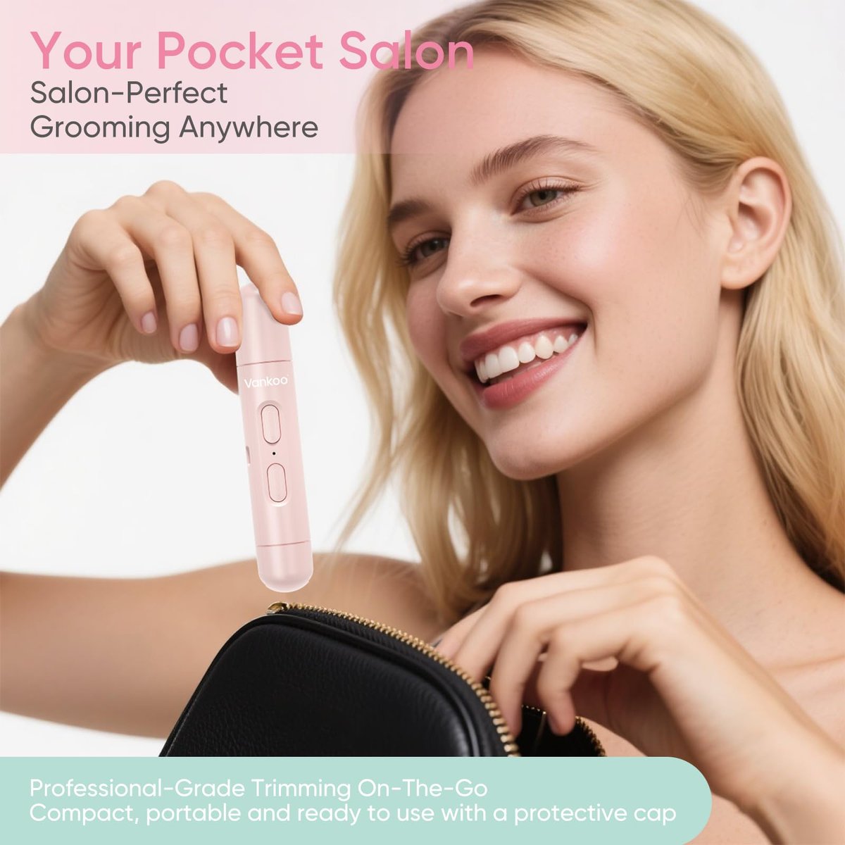 Vankoo 2-in-1 Facial Hair Remover & Eyebrow Trimmer for Women – Rechargeable Face Razor with LED Light, Painless Hair Removal for Flawless Skin & Makeup (Pink) - görsel 11