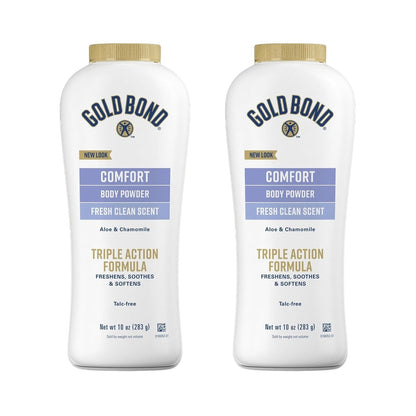 Gold Bond Comfort Body Powder, Talc-Free, 10 oz. (Pack of 2) - Fresh Clean Scent with Aloe & Chamomile