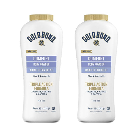 Gold Bond Comfort Body Powder, Talc-Free, 10 oz. (Pack of 2) - Fresh Clean Scent with Aloe & Chamomile