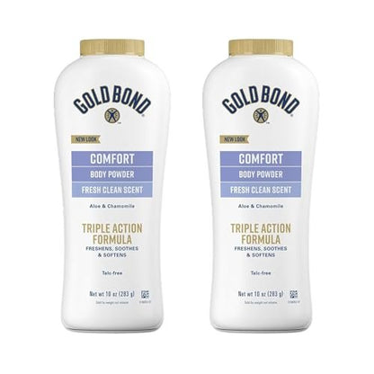 Gold Bond Comfort Body Powder, Talc-Free, 10 oz. (Pack of 2) - Fresh Clean Scent with Aloe & Chamomile