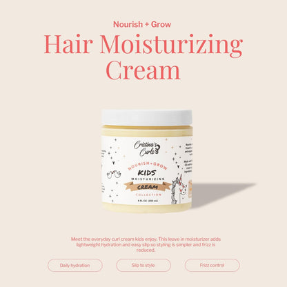 Cristina's Curls Daily Leave-In Moisturizer for Kids - Hydrating Hair Cream for Dry Curls, Sulfate-Free Plant-Based, 8 Fl Oz Avelisse