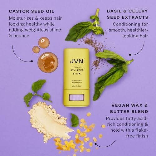 JVN StyleFix Hair Wax Styling Stick - All-Day Hold, Frizz Control & Flyaway Tamer for Women and Men (0.6 oz, Silicone-Free) Avelisse