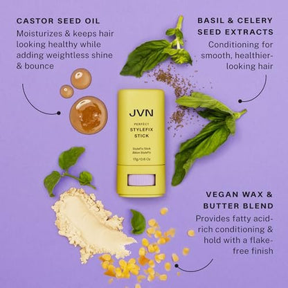 JVN StyleFix Hair Wax Styling Stick - All-Day Hold, Frizz Control & Flyaway Tamer for Women and Men (0.6 oz, Silicone-Free) Avelisse