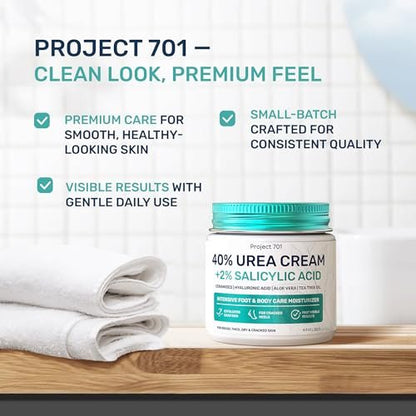 Maximum Strength Urea Cream 40% for Feet – Callus Remover & Cracked Heel Repair with Salicylic Acid, Ceramides & Tea Tree Oil – Dry Foot Lotion for Diabetics, Neuropathy, 4.3 oz