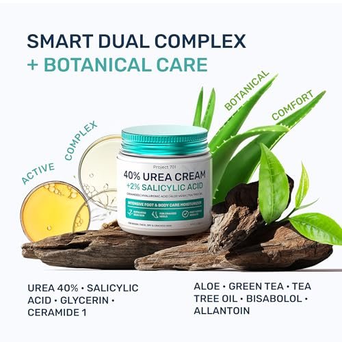 Maximum Strength Urea Cream 40% for Feet – Callus Remover & Cracked Heel Repair with Salicylic Acid, Ceramides & Tea Tree Oil – Dry Foot Lotion for Diabetics, Neuropathy, 4.3 oz - görsel 11