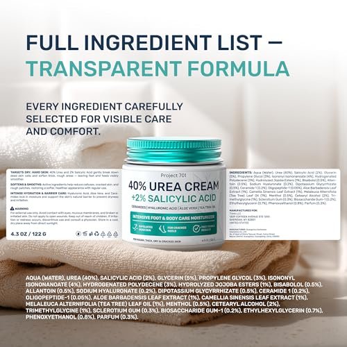 Maximum Strength Urea Cream 40% for Feet – Callus Remover & Cracked Heel Repair with Salicylic Acid, Ceramides & Tea Tree Oil – Dry Foot Lotion for Diabetics, Neuropathy, 4.3 oz - görsel 13