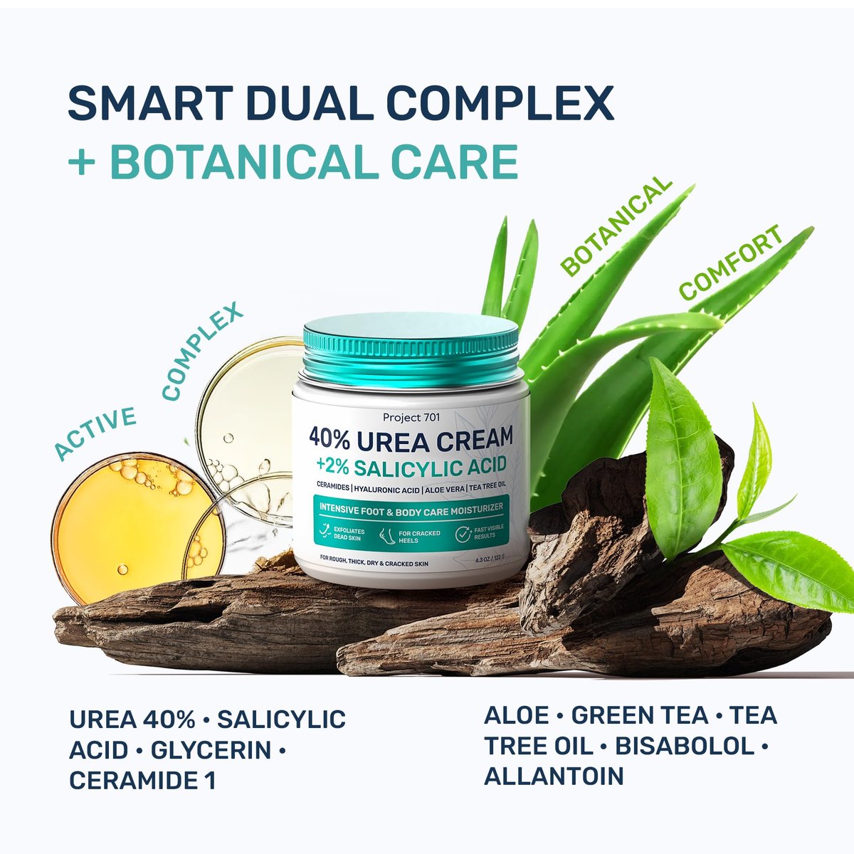 Maximum Strength Urea Cream 40% for Feet – Callus Remover & Cracked Heel Repair with Salicylic Acid, Ceramides & Tea Tree Oil – Dry Foot Lotion for Diabetics, Neuropathy, 4.3 oz - görsel 12