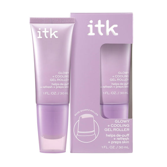 ITK Hydrating Glow Roller Face Serum with Niacinamide and Peptides, Prep & Depuff for Dewy Skin - 0.2 Fl Oz
