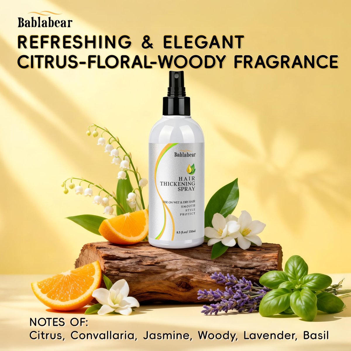 Bablabear Hair Thickening & Volumizing Spray for Fine Thin Hair – Adds Instant Volume, Fullness, Root Support & Extreme Body – Texturizing Spray for Women & Men – Safe for Color Treated Hair – 8.5 Fl Oz - görsel 8
