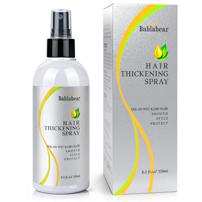 Bablabear Hair Thickening & Volumizing Spray for Fine Thin Hair – Adds Instant Volume, Fullness, Root Support & Extreme Body – Texturizing Spray for Women & Men – Safe for Color Treated Hair – 8.5 Fl Oz