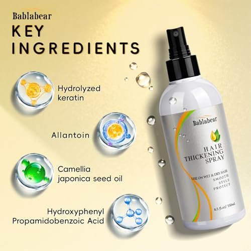 Bablabear Hair Thickening & Volumizing Spray for Fine Thin Hair – Adds Instant Volume, Fullness, Root Support & Extreme Body – Texturizing Spray for Women & Men – Safe for Color Treated Hair – 8.5 Fl Oz - görsel 9
