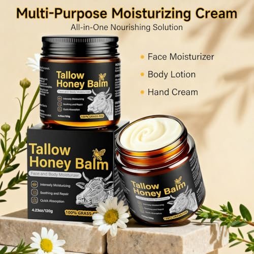 Beef Tallow for Skin, Face, Body - Handmade Whipped Tallow Moisturizer with 100% Grass-Fed Beef Tallow & Raw Honey, Natural Organic Balm for Men & Women, Unscented, 4.23 oz - görsel 16
