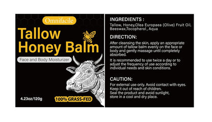 Beef Tallow for Skin, Face, Body - Handmade Whipped Tallow Moisturizer with 100% Grass-Fed Beef Tallow & Raw Honey, Natural Organic Balm for Men & Women, Unscented, 4.23 oz