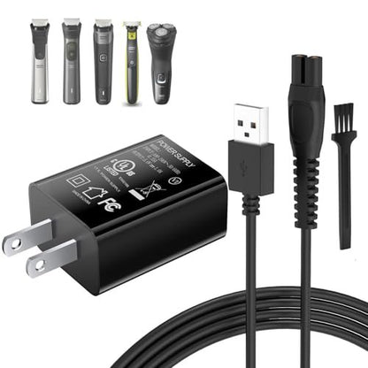 5V UL Charger for Philips Norelco OneBlade MG9525 MG9520 MG5910 QP1424 QP1624 and More, 360 Hybrid Face Shaver Cord