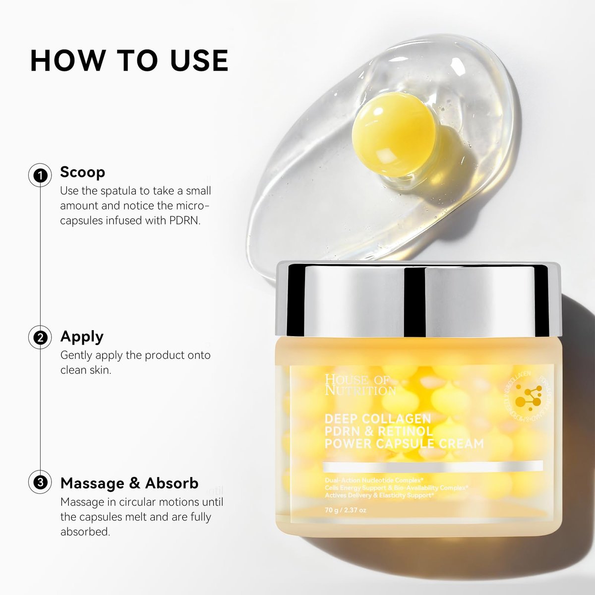 Deep Collagen Capsule Cream with PDRN & Retinol – Anti-Aging Face Moisturizer for Firmness and Wrinkle Care, 2.37 fl.oz Avelisse