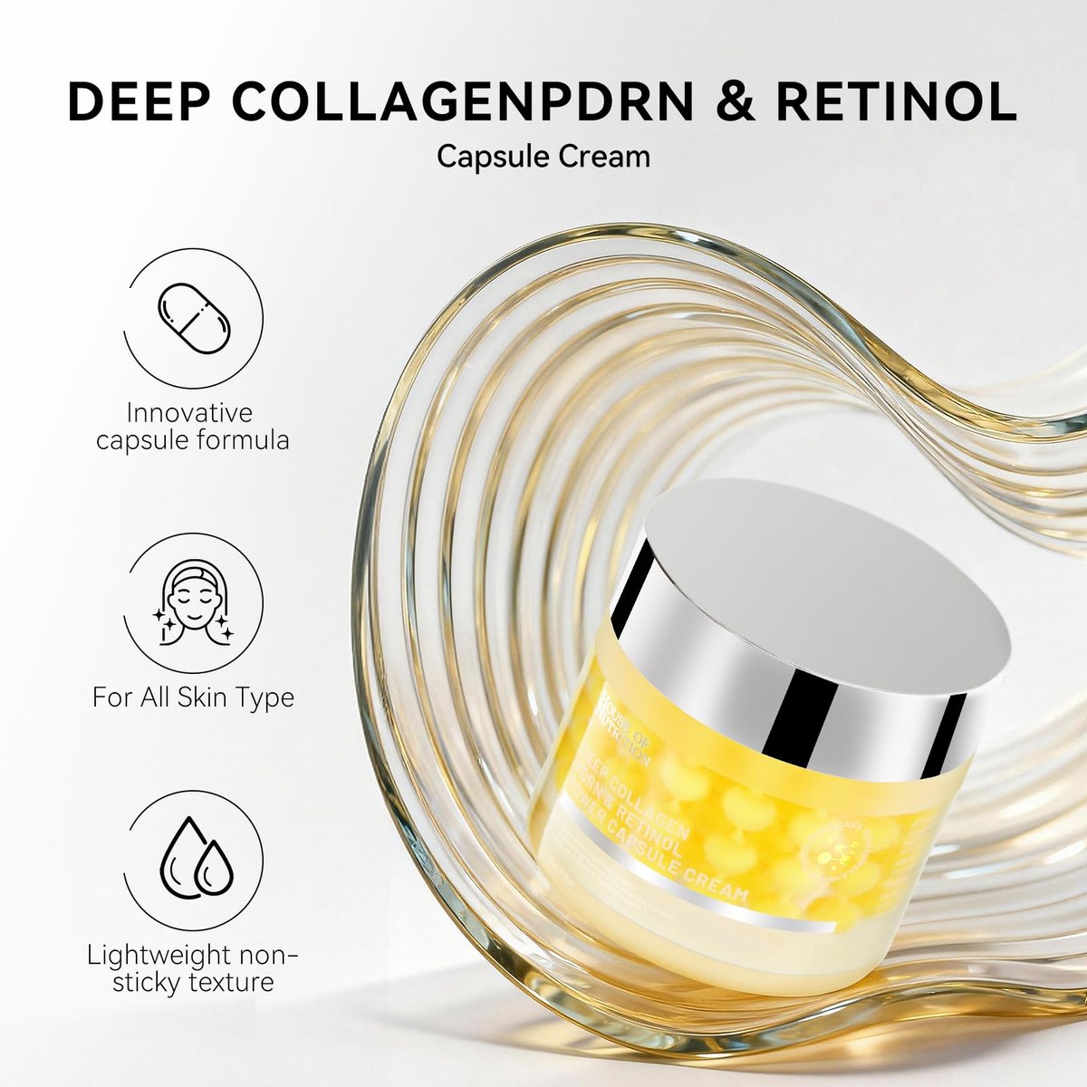Deep Collagen Capsule Cream with PDRN & Retinol – Anti-Aging Face Moisturizer for Firmness and Wrinkle Care, 2.37 fl.oz Avelisse