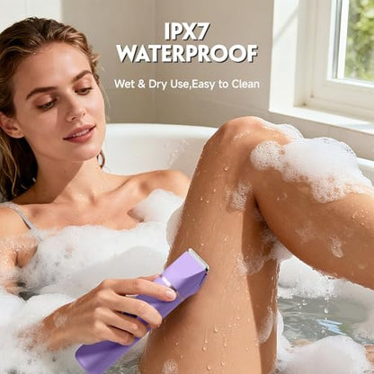Tiovara Electric Bikini Trimmer for Women – Painless Pubic Hair Trimmer with Charging Dock, IPX7 Waterproof Wet & Dry Lady Shaver for Legs, Underarms, Body (Lilac) Avelisse
