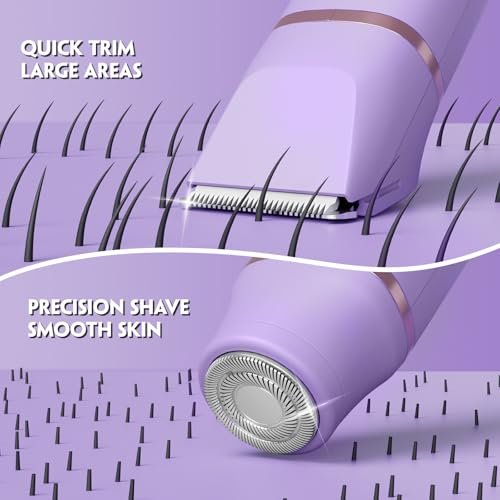 Tiovara Electric Bikini Trimmer for Women – Painless Pubic Hair Trimmer with Charging Dock, IPX7 Waterproof Wet & Dry Lady Shaver for Legs, Underarms, Body (Lilac) Avelisse