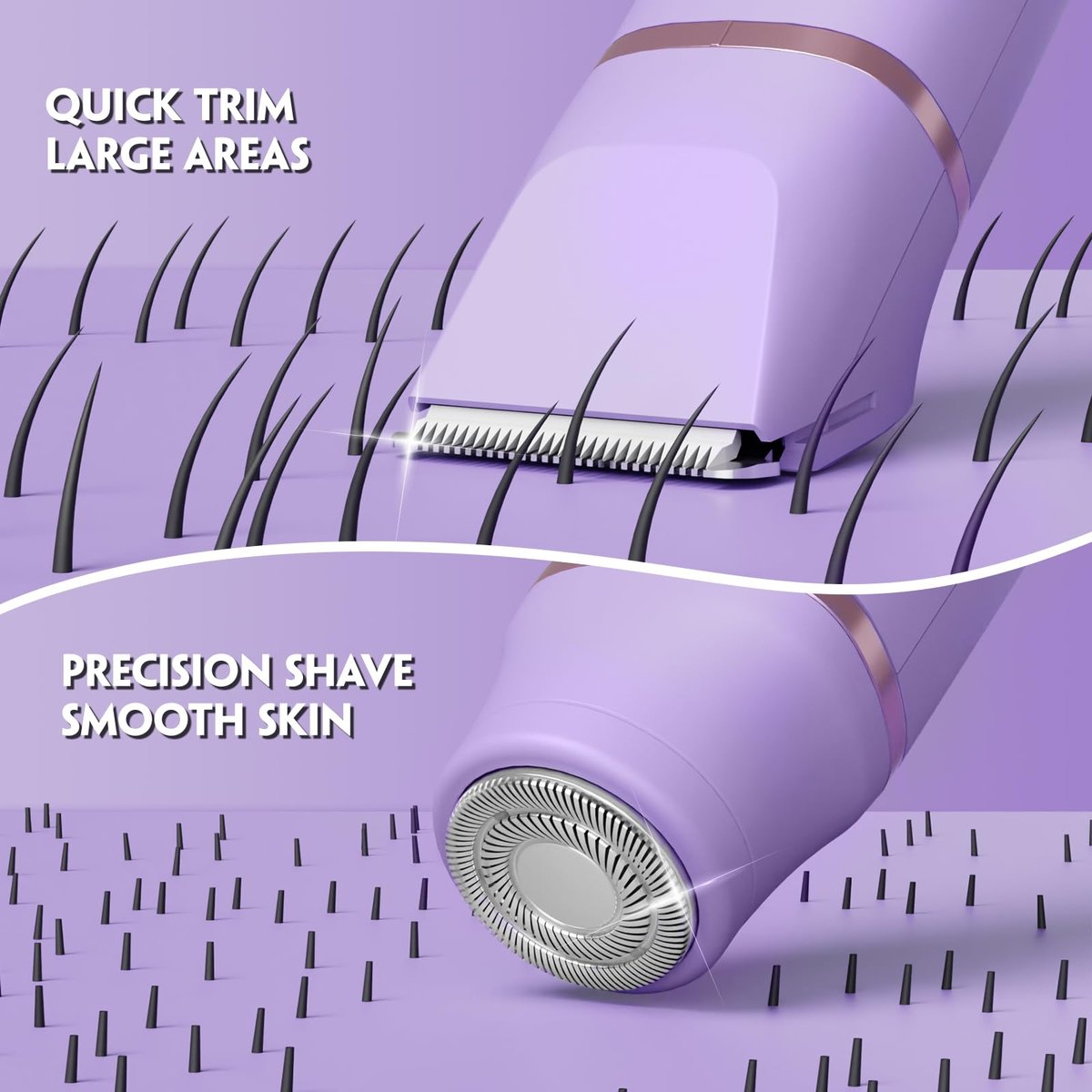 Tiovara Electric Bikini Trimmer for Women – Painless Pubic Hair Trimmer with Charging Dock, IPX7 Waterproof Wet & Dry Lady Shaver for Legs, Underarms, Body (Lilac) Avelisse