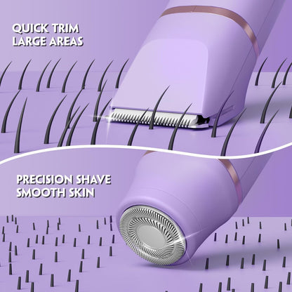 Tiovara Electric Bikini Trimmer for Women – Painless Pubic Hair Trimmer with Charging Dock, IPX7 Waterproof Wet & Dry Lady Shaver for Legs, Underarms, Body (Lilac) Avelisse