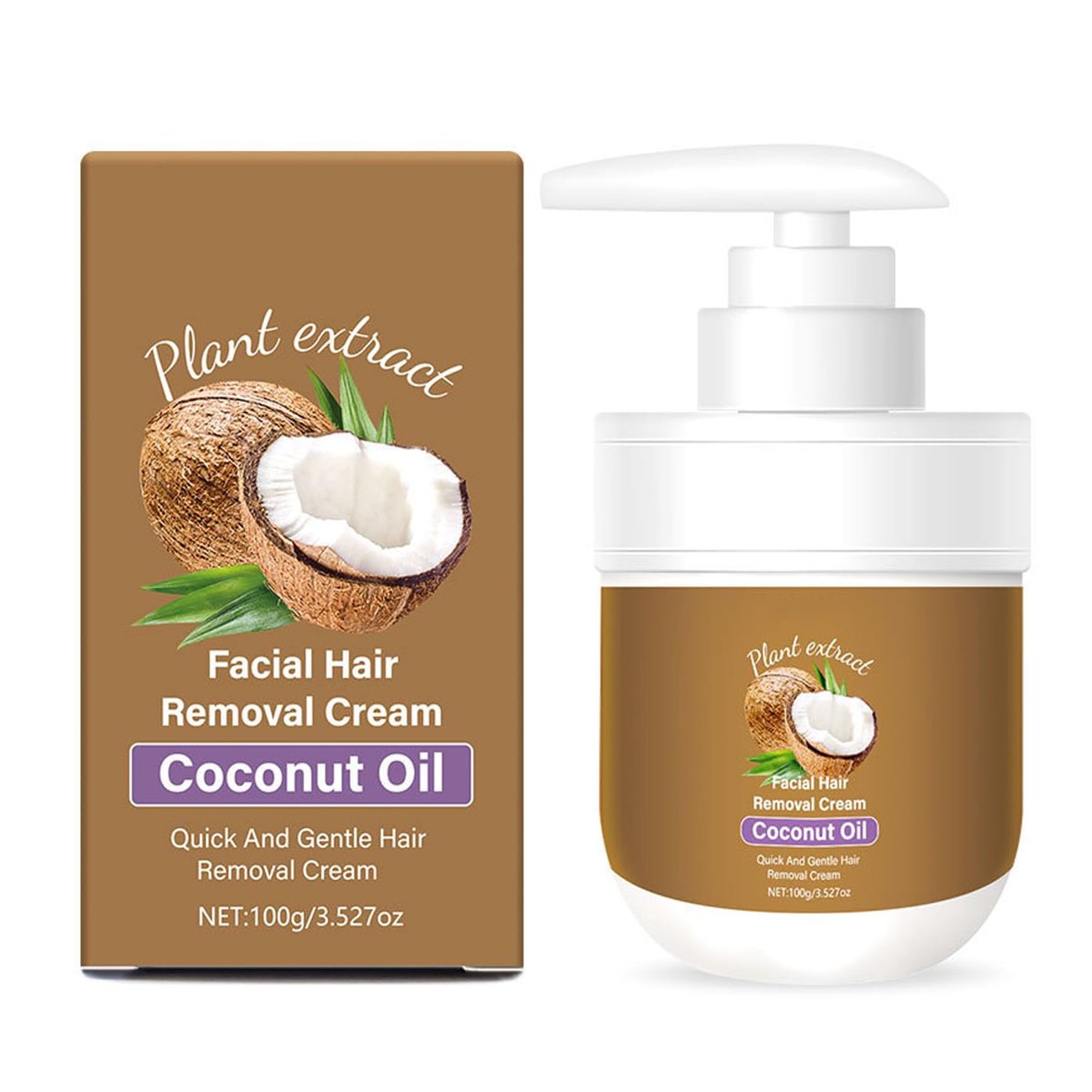 Gentle Facial Hair Removal Cream with Coconut Oil for Women – Upper Lip & Chin, 3.52 fl oz Avelisse