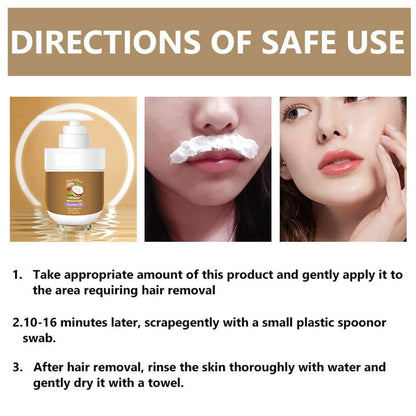Gentle Facial Hair Removal Cream with Coconut Oil for Women – Upper Lip & Chin, 3.52 fl oz Avelisse