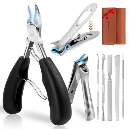 LIONVISON Ingrown Toenail Removal Kit: 8 Pcs Professional Toenail Clippers for Thick Toenails - Heavy Duty Nail Clippers Tools for Seniors Home Foot Care