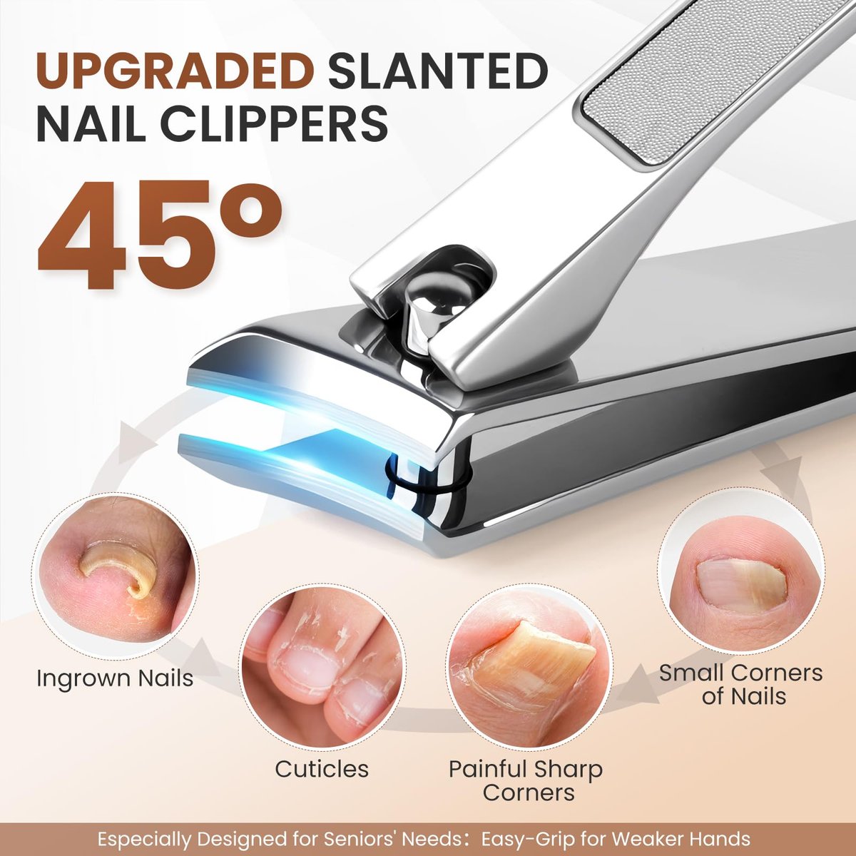 LIONVISON Ingrown Toenail Removal Kit: 8 Pcs Professional Toenail Clippers for Thick Toenails - Heavy Duty Nail Clippers Tools for Seniors Home Foot Care - görsel 9