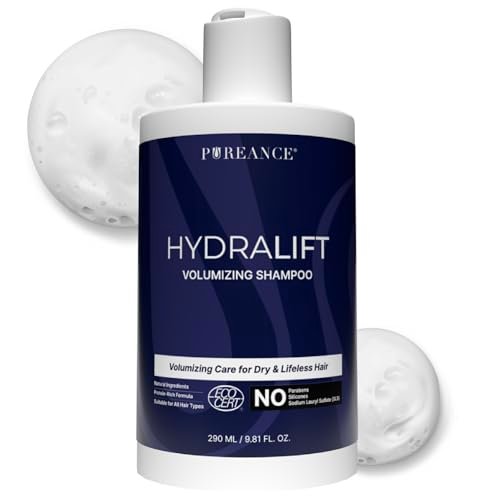 PUREANCE Hydralift Volumizing Shampoo for Thinning Hair – Sulfate-Free Thickening Shampoo with Wheat Protein, Betaine, Glycerin & Aloe – for Women & Men – 9.81 Fl Oz Avelisse