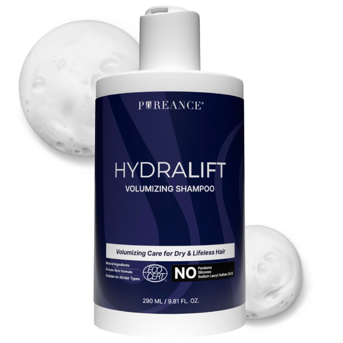 PUREANCE Hydralift Volumizing Shampoo for Thinning Hair – Sulfate-Free Thickening Shampoo with Wheat Protein, Betaine, Glycerin & Aloe – for Women & Men – 9.81 Fl Oz Avelisse