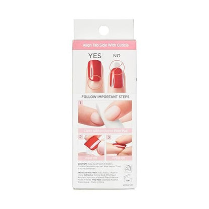 KISS Impress Press-On Nails - Hokey Pokey, Medium Length Coffin Shape, Nude Pink with Flower Design, 30 Nails