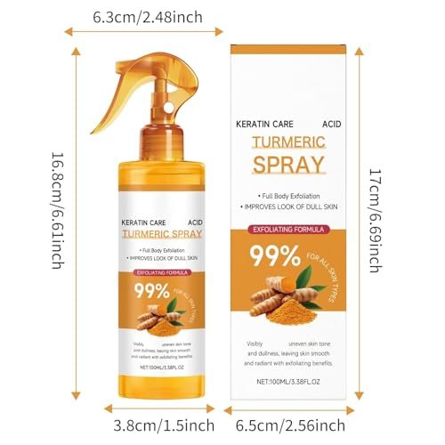 Keratin Care Turmeric Spray 100ml - Exfoliating Moisturizing Body Spray with Retinol for Face & Body, Gentle Skin Care for All Skin Types Avelisse