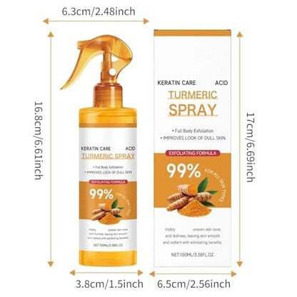 Keratin Care Turmeric Spray 100ml - Exfoliating Moisturizing Body Spray with Retinol for Face & Body, Gentle Skin Care for All Skin Types Avelisse