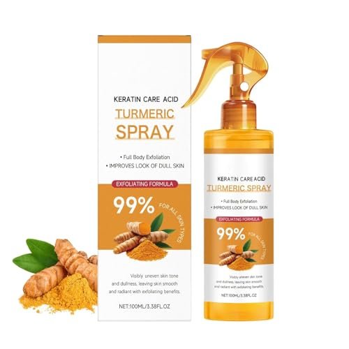 Keratin Care Turmeric Spray 100ml - Exfoliating Moisturizing Body Spray with Retinol for Face & Body, Gentle Skin Care for All Skin Types Avelisse