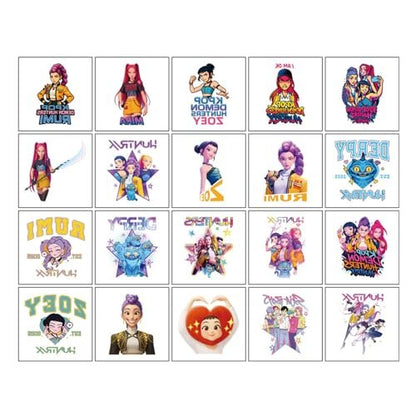 20pcs Demon Movie Hunters Temporary Tattoos for Kids - Cartoon Decal Body Stickers for Birthday Party Decorations & DIY Activity Supplies