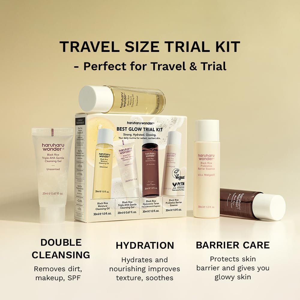 Haruharu Wonder Best Glow Trial Kit - Strong, Hydrated, Glowing Daily Routine Mini Size Avelisse