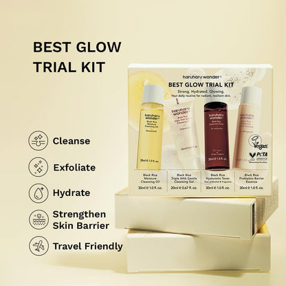 Haruharu Wonder Best Glow Trial Kit - Strong, Hydrated, Glowing Daily Routine Mini Size Avelisse