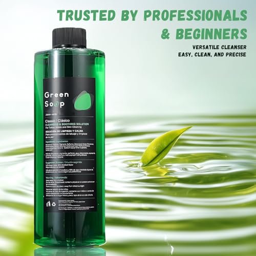 TONBAO Green Soap Tattoo Cleaner Kit 8.5oz Ultra Concentrated Tattoo Soap + 8.5oz Squeeze Bottle — Professional Skin Prep & Piercing Aftercare for Tattooing Artists & Beginner Avelisse