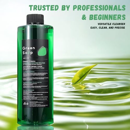 TONBAO Green Soap Tattoo Cleaner Kit 8.5oz Ultra Concentrated Tattoo Soap + 8.5oz Squeeze Bottle — Professional Skin Prep & Piercing Aftercare for Tattooing Artists & Beginner Avelisse