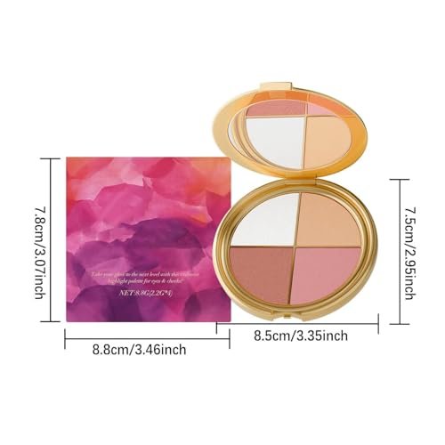 Lmoy Eye & Cheek Palette - Eyeshadow and Highlighter Makeup, Shimmer Glow Face Highlighter Palette with Contour Kit and Detachable Brush - görsel 16