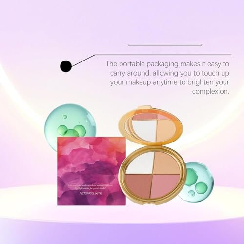 Lmoy Eye & Cheek Palette - Eyeshadow and Highlighter Makeup, Shimmer Glow Face Highlighter Palette with Contour Kit and Detachable Brush - görsel 12