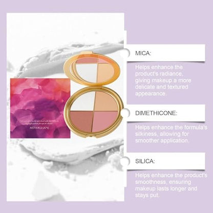 Lmoy Eye & Cheek Palette - Eyeshadow and Highlighter Makeup, Shimmer Glow Face Highlighter Palette with Contour Kit and Detachable Brush