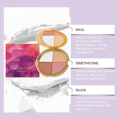 Lmoy Eye & Cheek Palette - Eyeshadow and Highlighter Makeup, Shimmer Glow Face Highlighter Palette with Contour Kit and Detachable Brush