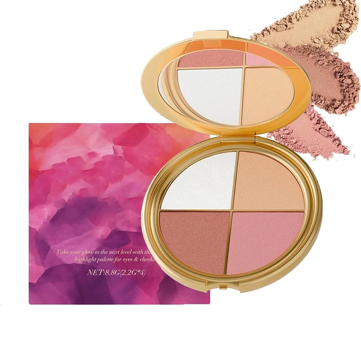 Lmoy Eye & Cheek Palette - Eyeshadow and Highlighter Makeup, Shimmer Glow Face Highlighter Palette with Contour Kit and Detachable Brush - görsel 1