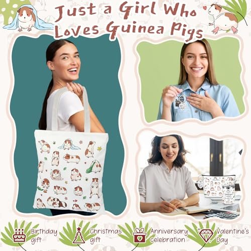 Geiserailie 5-Piece Guinea Pig Lover Gift Set: Tote Bag, Makeup Bag, Keychain, Tumbler & Socks for Women Who Love Guinea Pigs - görsel 14