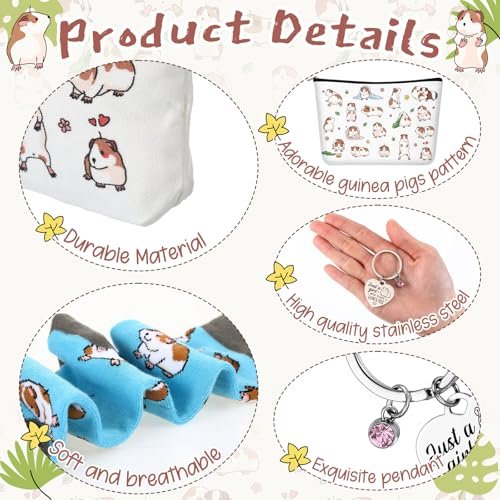 Geiserailie 5-Piece Guinea Pig Lover Gift Set: Tote Bag, Makeup Bag, Keychain, Tumbler & Socks for Women Who Love Guinea Pigs - görsel 10